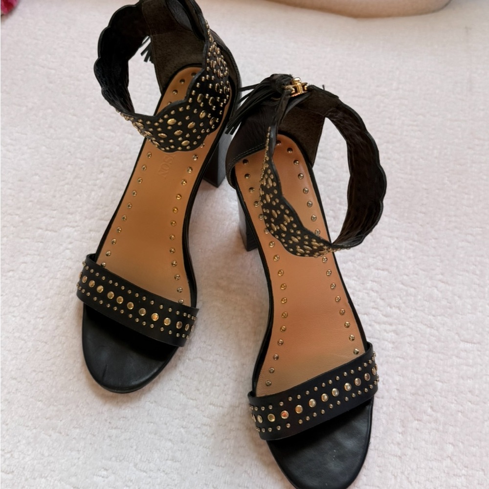 Ulla Johnson Black Studded Ankle-Strap Sandals